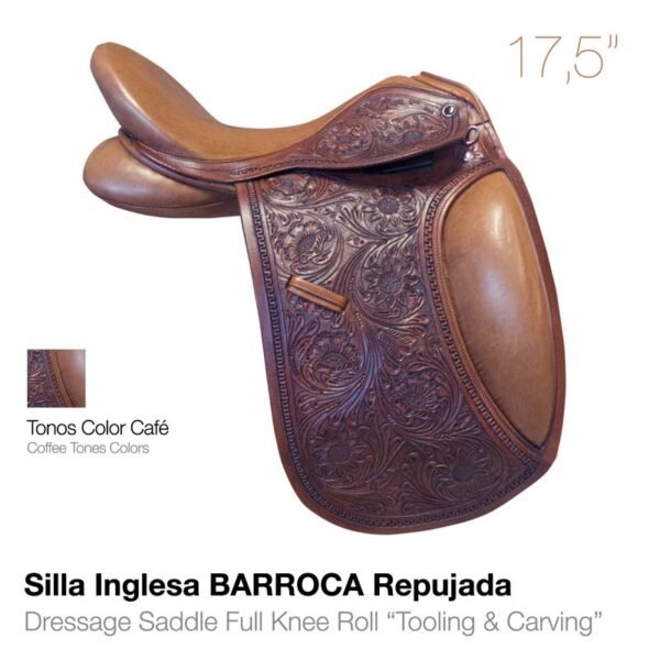 SILLA INGLESA BARROCA REPUJADA 17.5" CAFÉ/AVELLANA