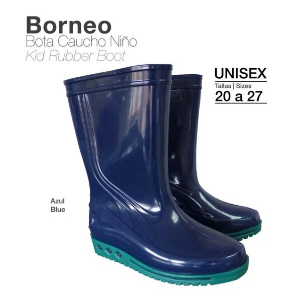 BOTA CAUCHO NIÑO BORNEO AZUL