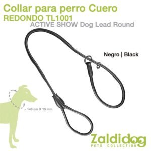 PERRO CORREA CUERO REDONDO TL1001 140cm X 13mm NEGRO