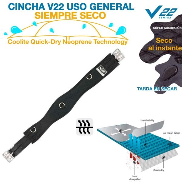 CINCHA V22 SIEMPRE SECO USO GENERAL NEGRO - Imagen 2