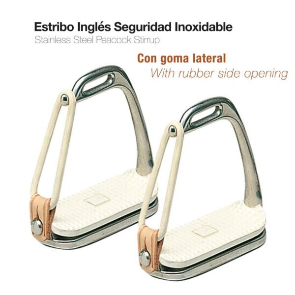 ESTRIBO INGLÉS SEGURIDAD INOX CON GOMA 221018 10cm