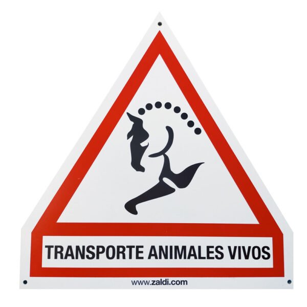 PLACA AVISO TRANSPORTE ANIMALES VIVOS