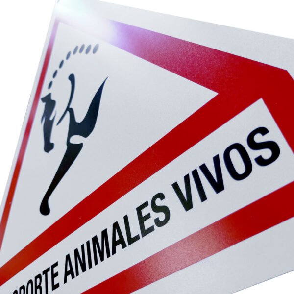 PLACA AVISO TRANSPORTE ANIMALES VIVOS - Imagen 2