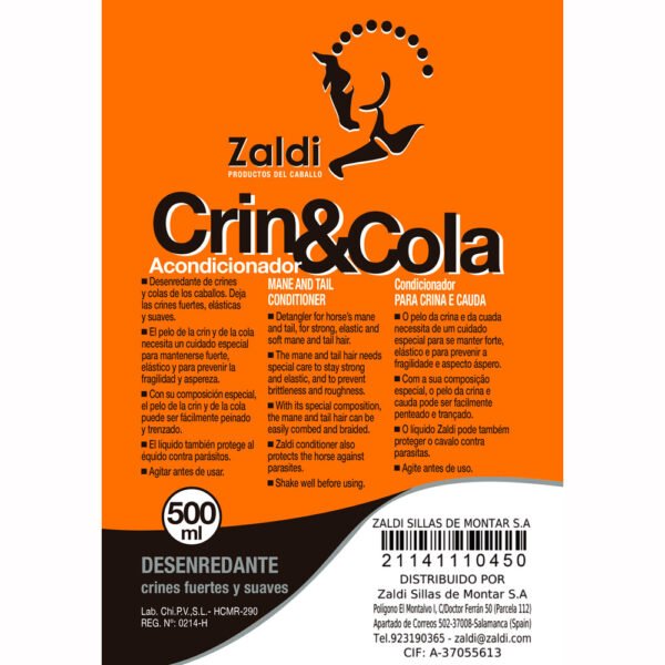 ZALDI ACONDICIONADOR CRIN Y COLA 0.5 litros