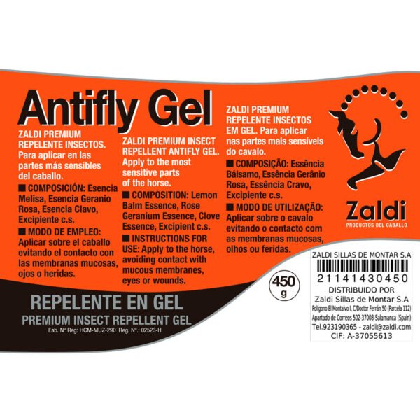 ZALDI PREMIUM REPELENTE INSECTOS ANTIFLY GEL 450gr