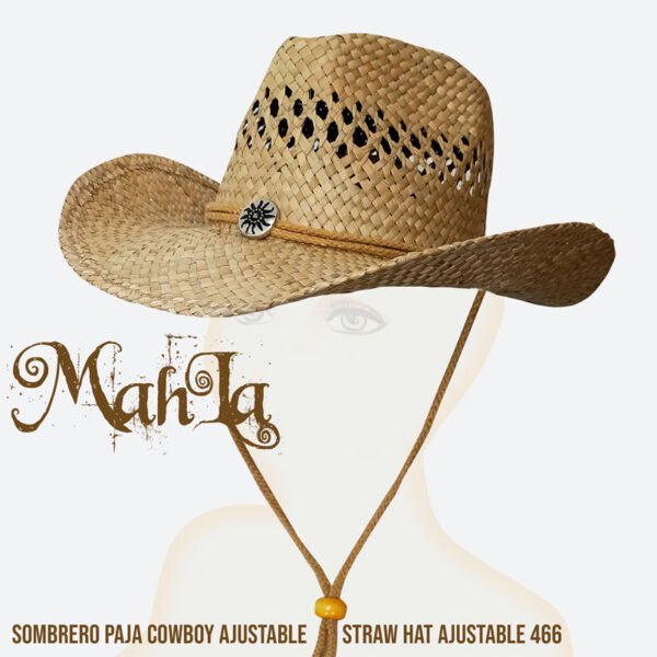 GORRO SOMBRERO PAJA COWBOY MAHLA Nº466 AJUSTABLE - Imagen 3