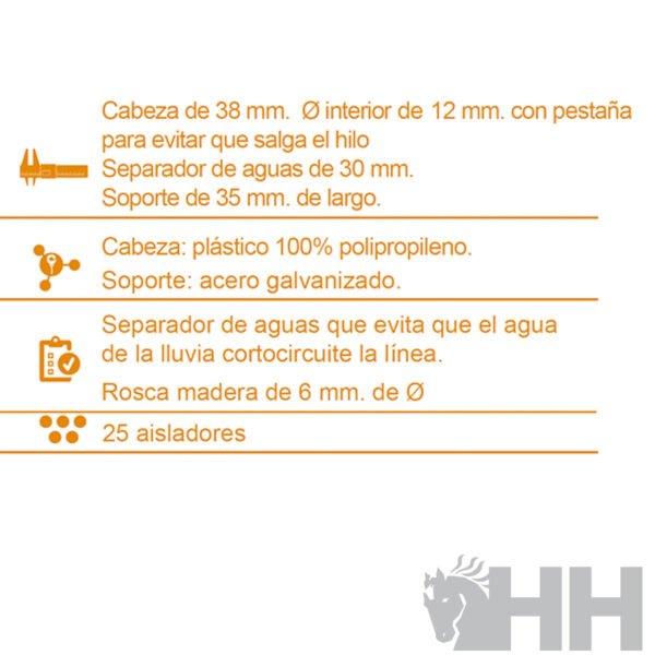 AISLADOR ELECTRICO LLAMPEC Nº4 CON ROSCA PARA MADERA E HILO (CAJA 25 UNIDADES) - Imagen 3