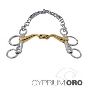 BOCADO SEFTON CYPRIUM ORO PELHAM EMBOCADURA 45º PARTIDA DOBLE PIERNA CORTA