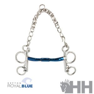BOCADO SEFTON ROYAL BLUE PELHAM EMBOCADURA RECTA GIRATORIA CON ARCO