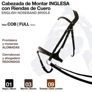 CABEZADA MONTAR INGLESA RIENDA CUERO