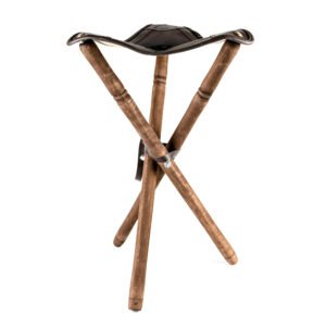 BANCO DE CAZA. TRIPODE. PIEL ENGRAS. Altura 70 cm.