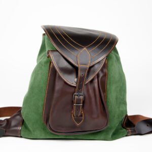 ZURRON MIXTO DE SERRAJE AFELPADO Y ENGRASADO EN COLOR VERDE. 1 BOLSILLO