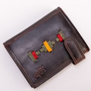 CARTERA PIEL ROMBOS VERDE, AMARILLO Y ROJO