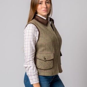 CHALECO LANA ESPIGA RAYA ROSA Y AZUL