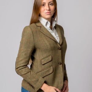 CHAQUETA LANA ESPIGA RAYA VERDE Y NARANJA
