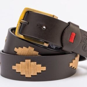 CINTURON ARGENTINO MARRON Y CAMEL