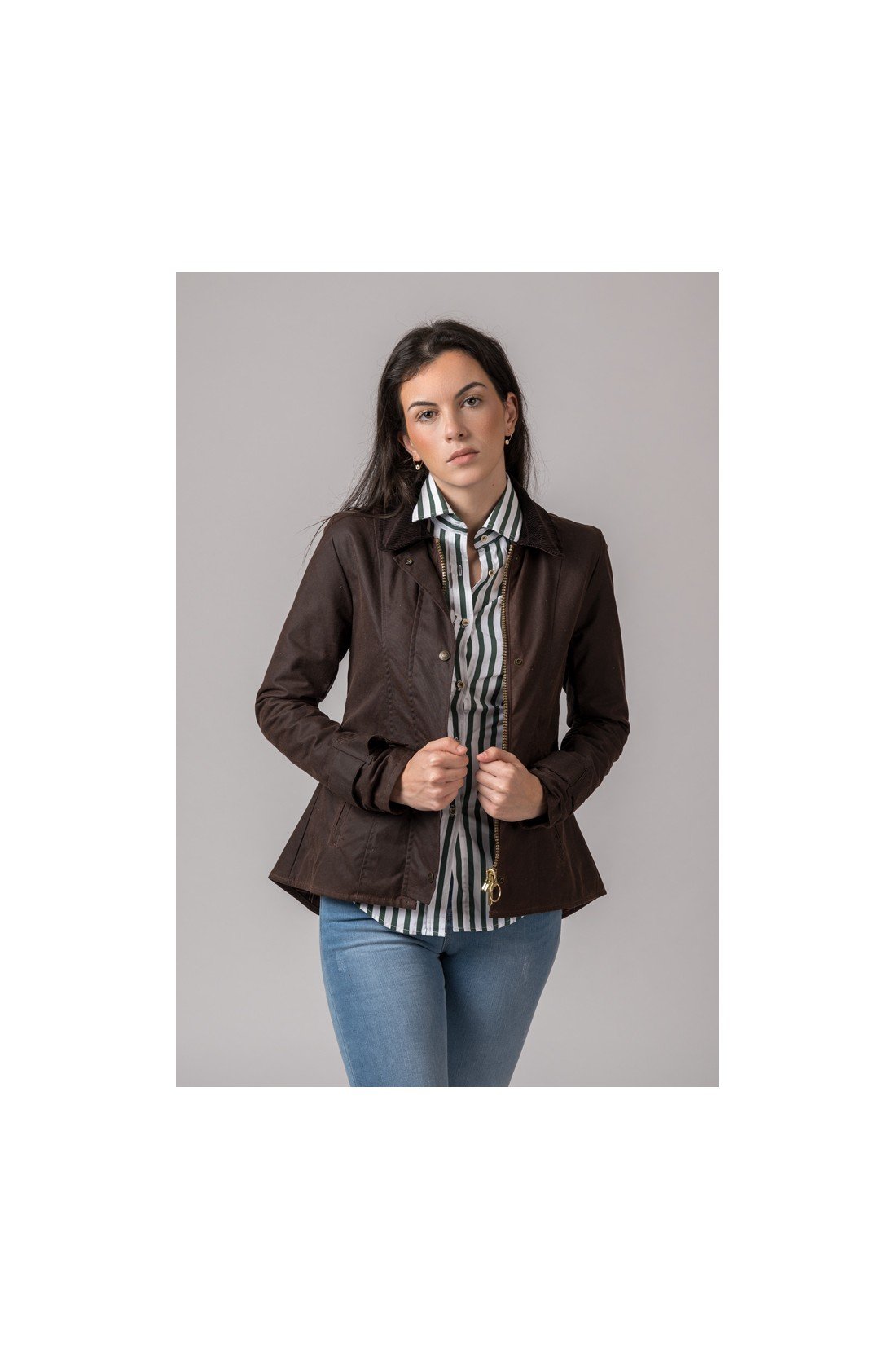 CHAQUETA ENCERADA AMBLE MARRÓN - Imagen 2