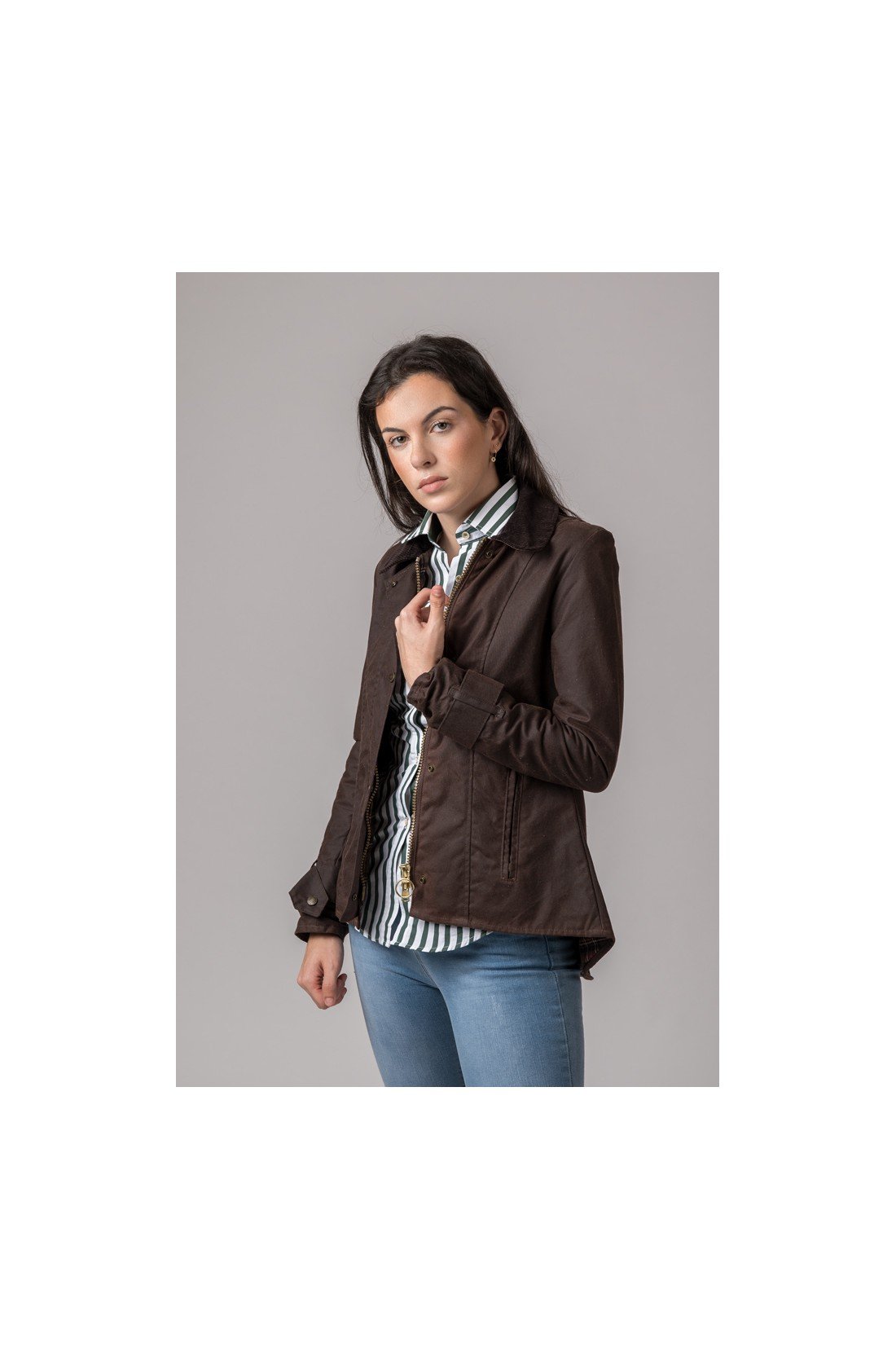 CHAQUETA ENCERADA AMBLE MARRÓN - Imagen 3