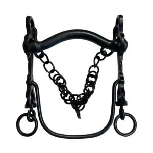 Bocado vaquero pavonado con embocadura arco y barra curva
