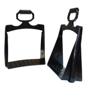 ESTRIBOS PARA EQUITACIÓN DE TRABAJO CON GAVILANES 13X6 MEDIA CAÑA PAVONADOS