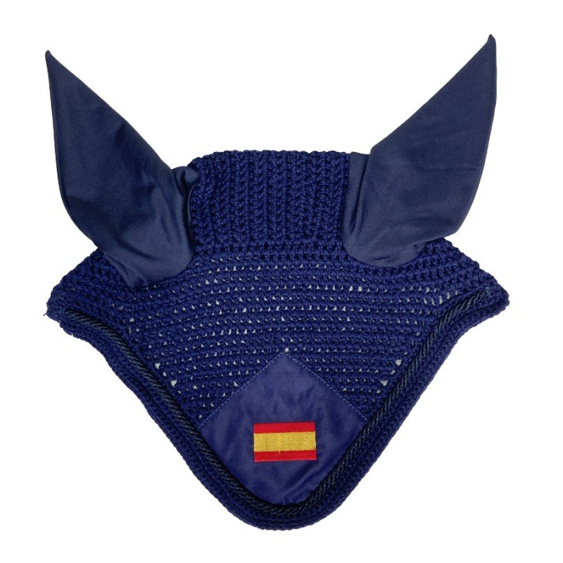 Mosquero de ganchillo con cubreorejas con bandera española